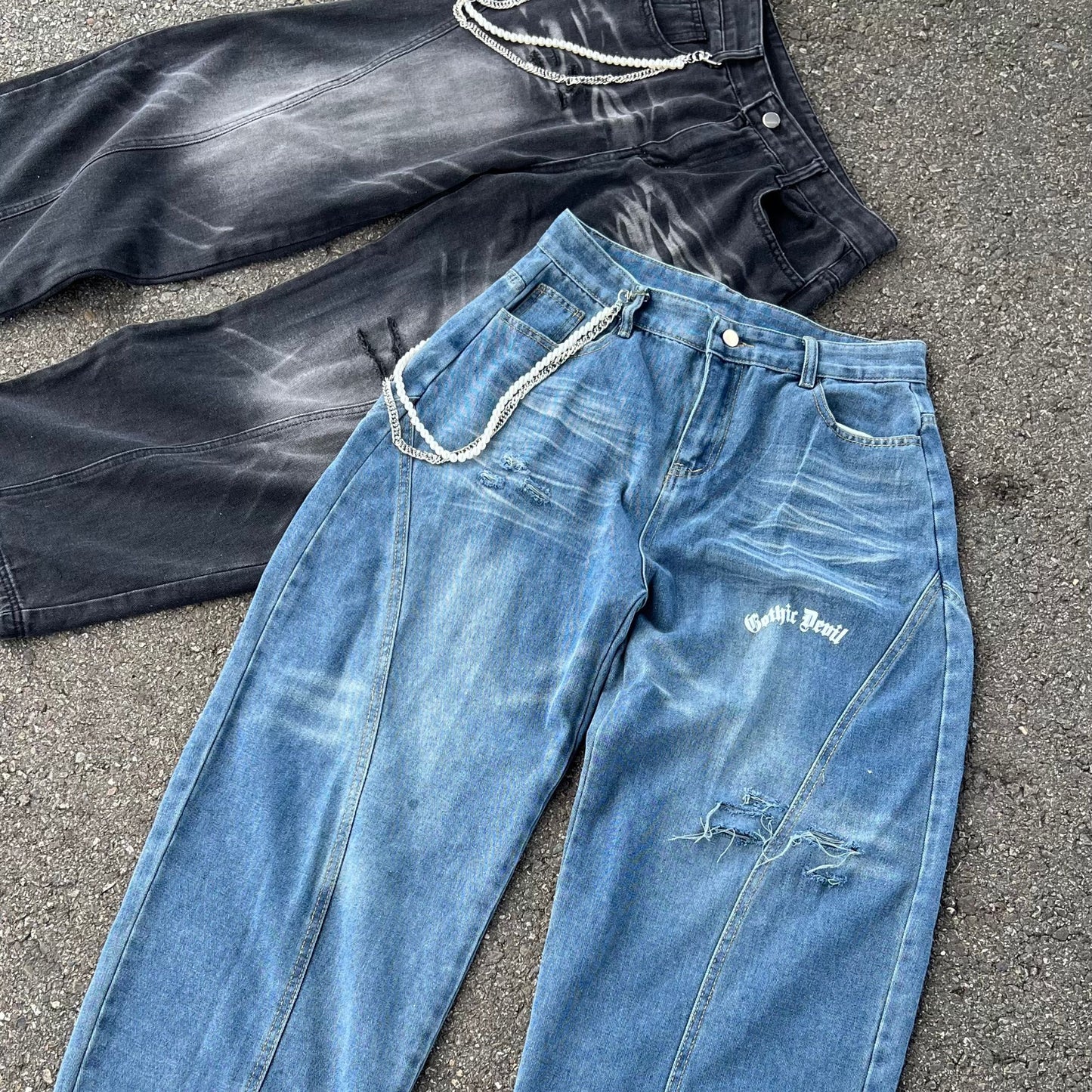 G.D. Black Brushed Baggy Jeans
