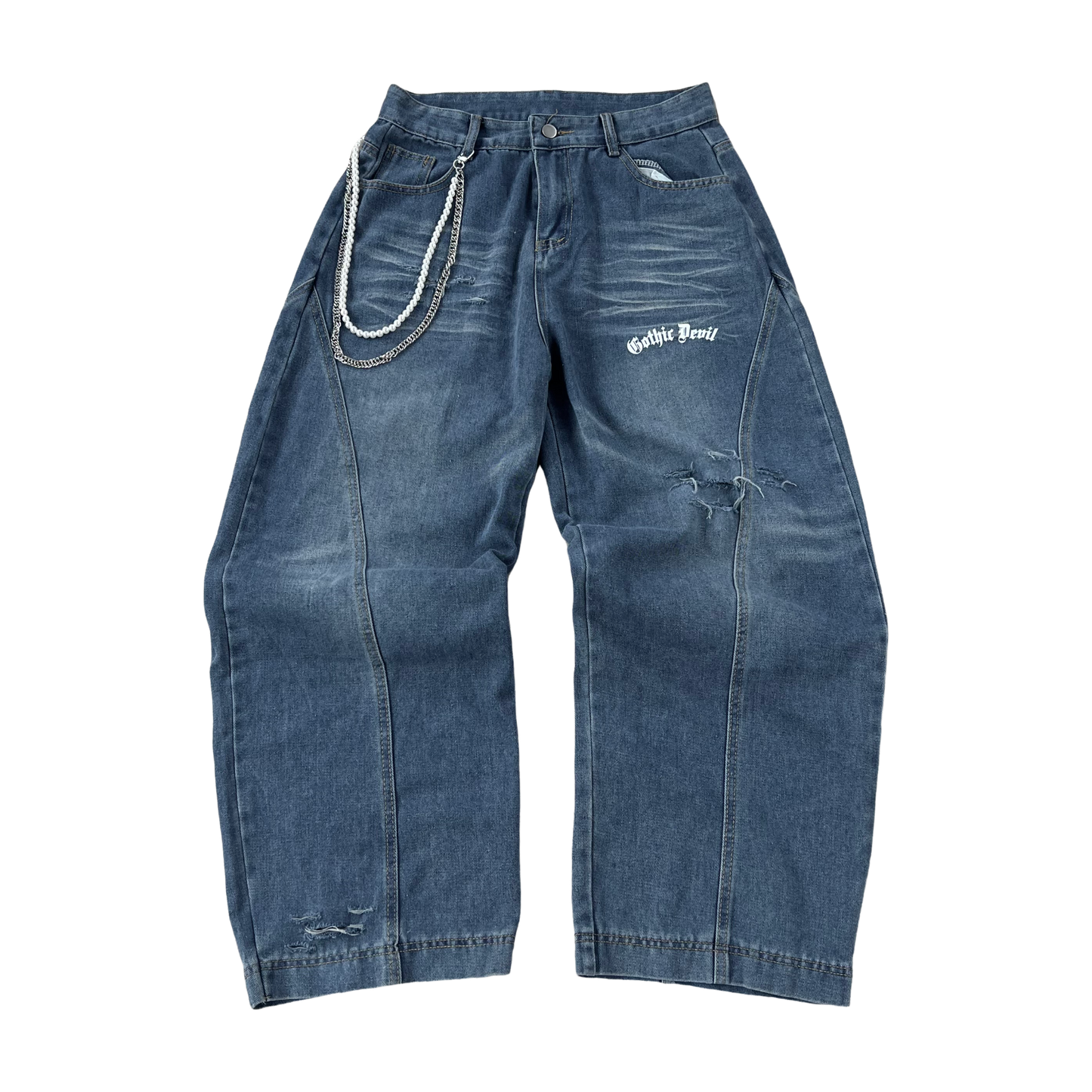 G.D. Blue Brushed Baggy Jeans