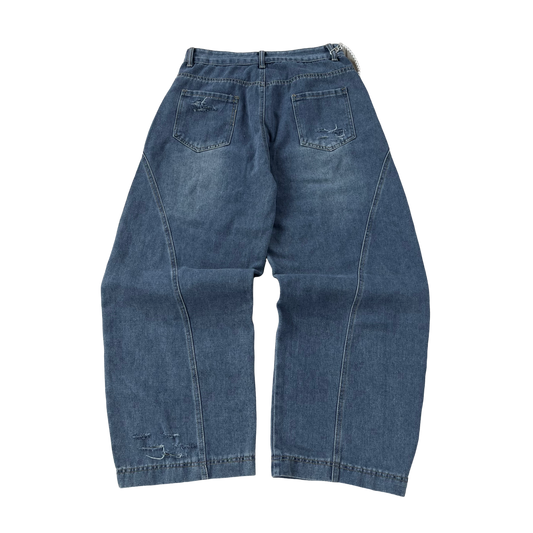G.D. Blue Brushed Baggy Jeans