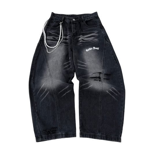 G.D. Black Brushed Baggy Jeans