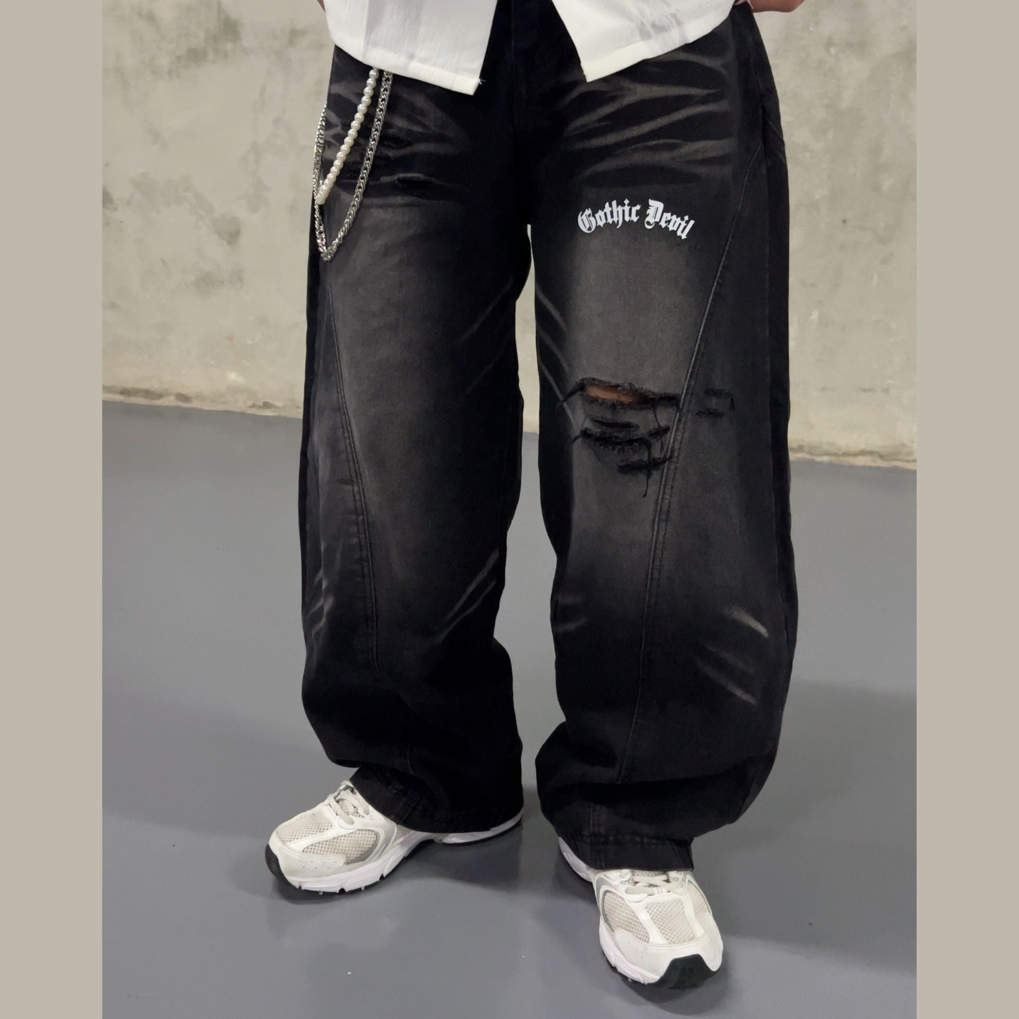 Black Brushed Baggy Jeans