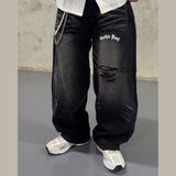 Black Brushed Baggy Jeans