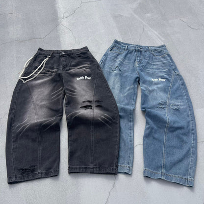 G.D. Blue Brushed Baggy Jeans