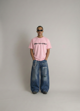 Blue Brushed Baggy Jeans