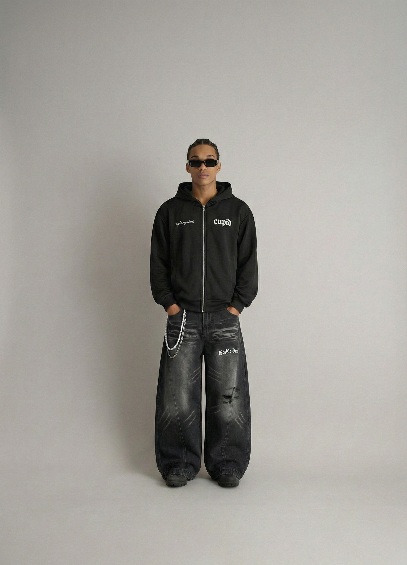 Black Brushed Baggy Jeans