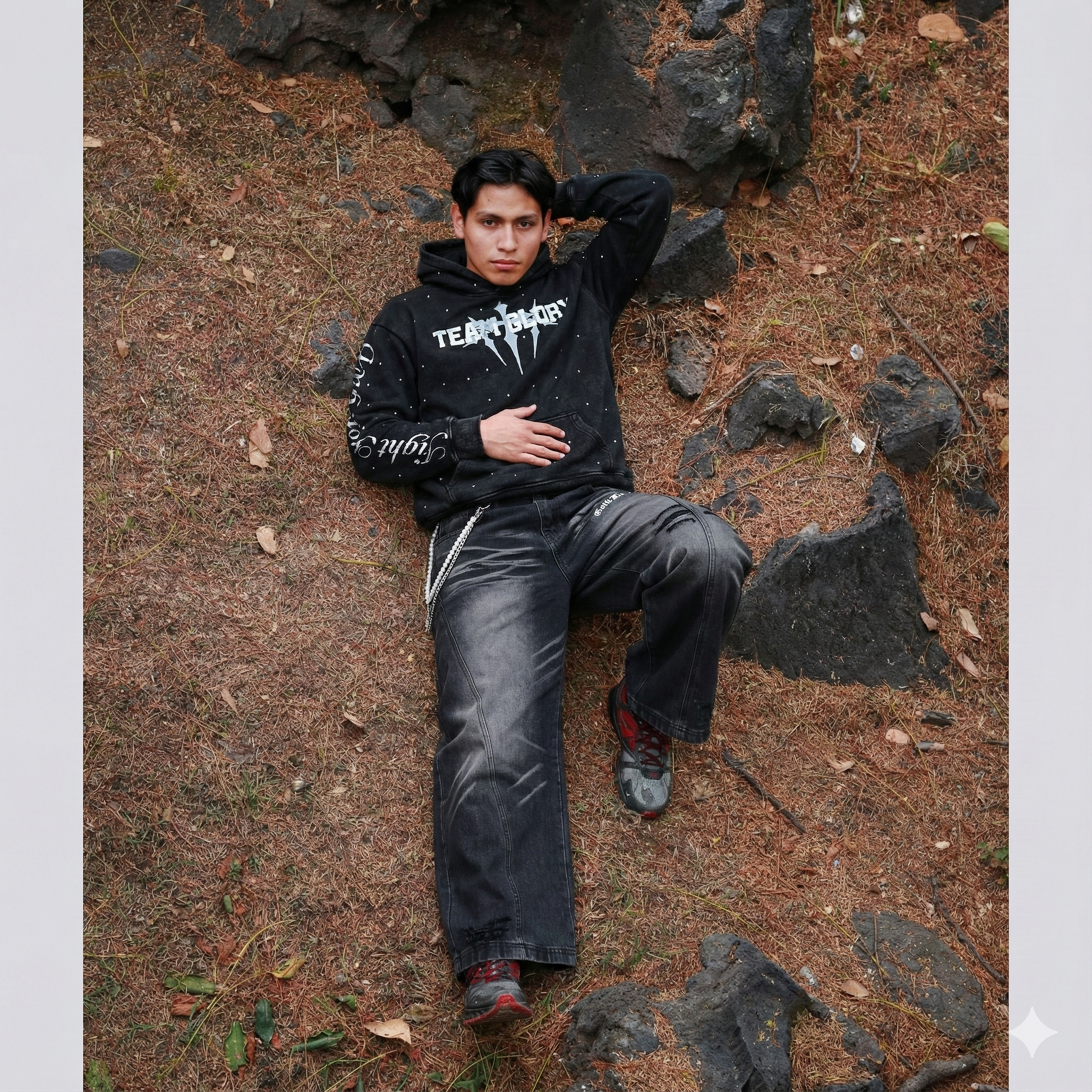 Black Brushed Baggy Jeans