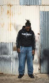 Blue Brushed Baggy Jeans