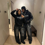 Black Brushed Baggy Jeans