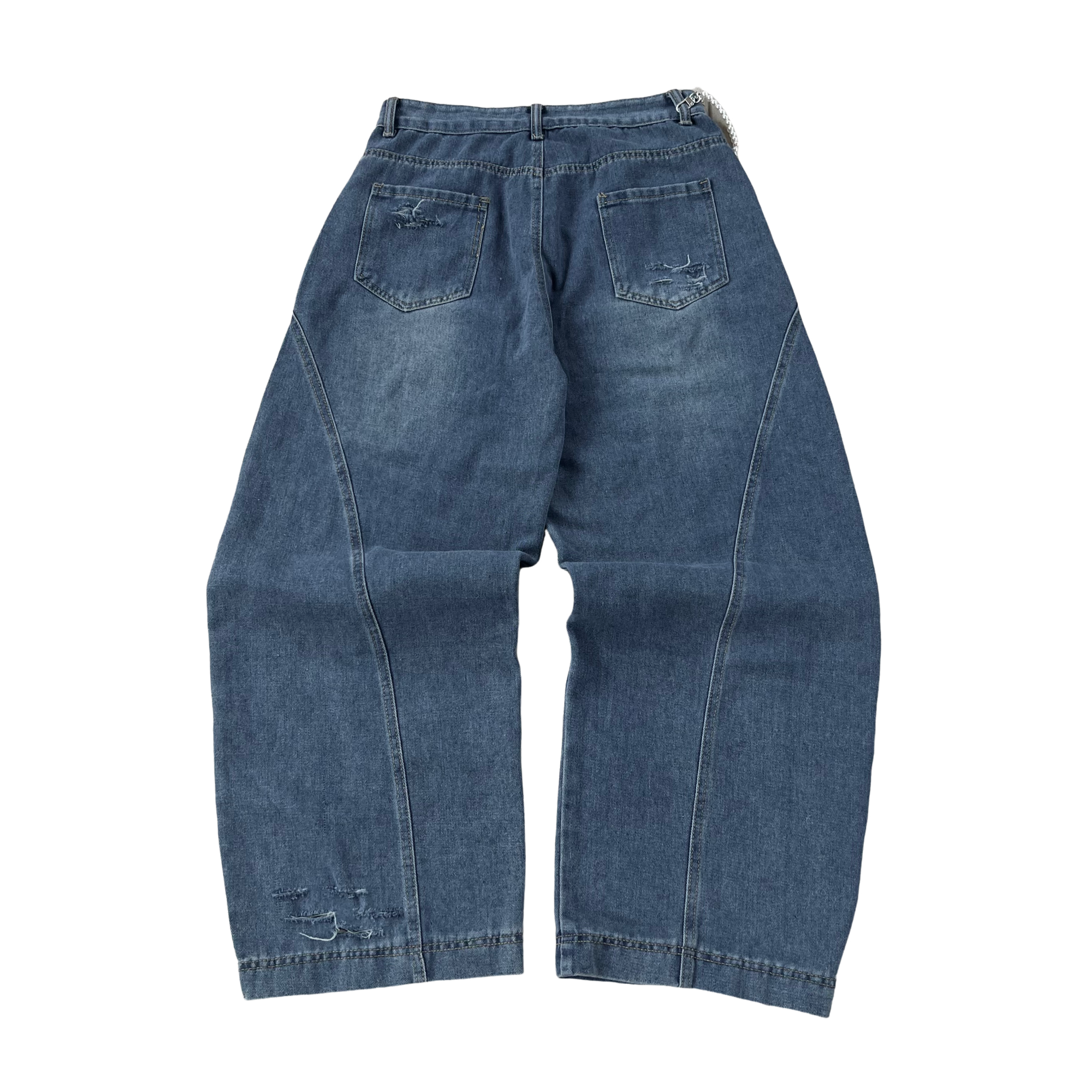 Blue Brushed Baggy Jeans