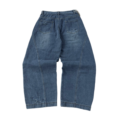 G.D. Blue Brushed Baggy Jeans