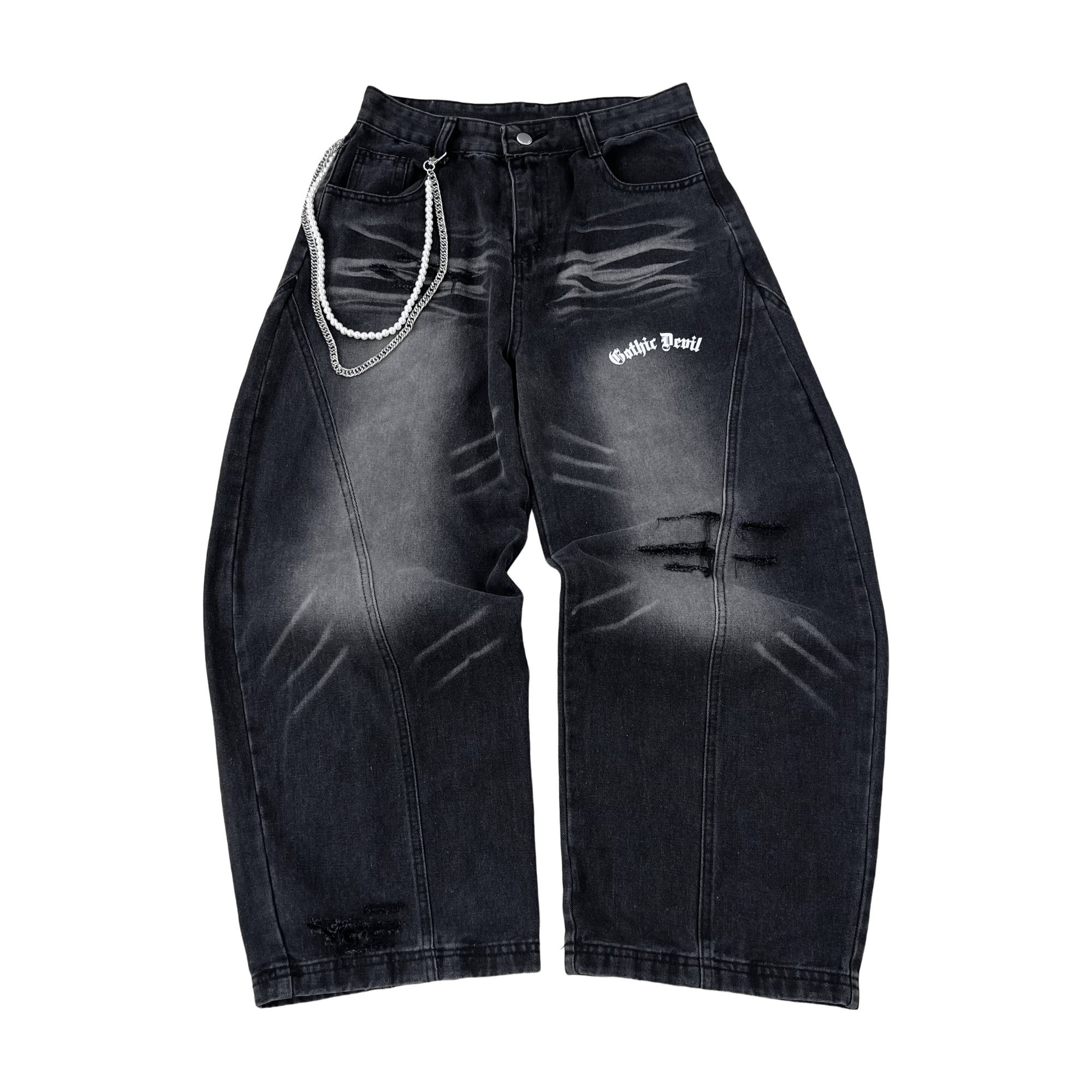 Black Brushed Baggy Jeans