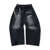 Black Brushed Baggy Jeans