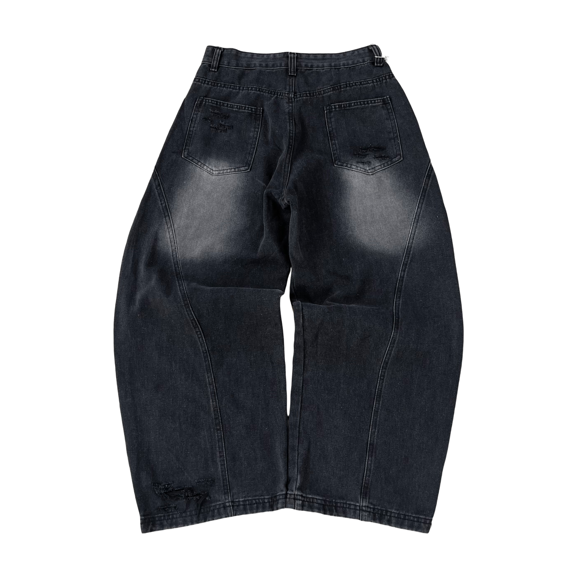 Black Brushed Baggy Jeans
